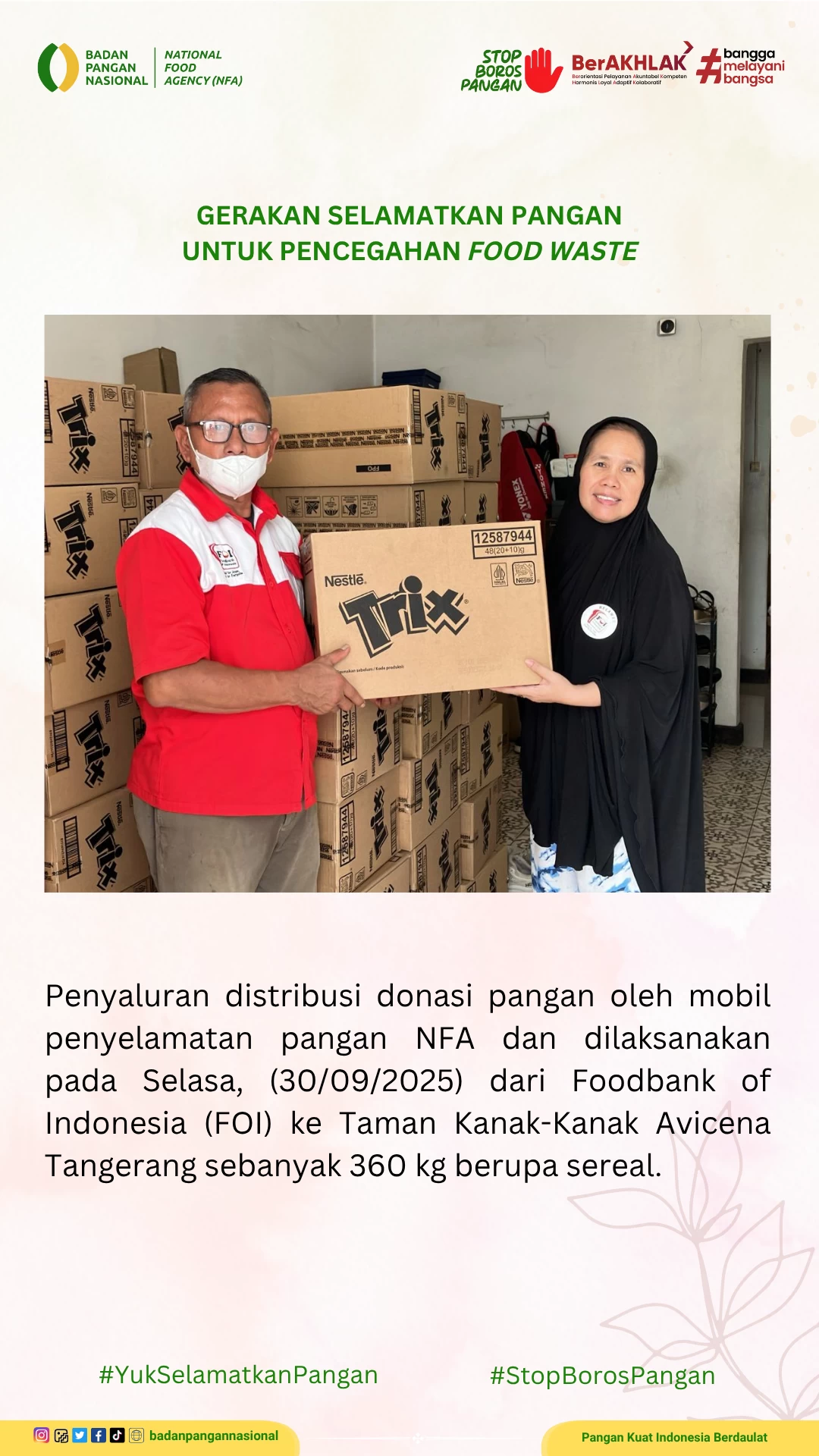 Penjemputan/Penyaluran Donasi Sisa Pangan Tanggal 30 September 2025