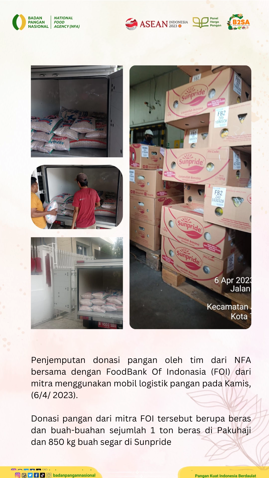 Penjemputan/Penyaluran Donasi Sisa Pangan 6 April 2023