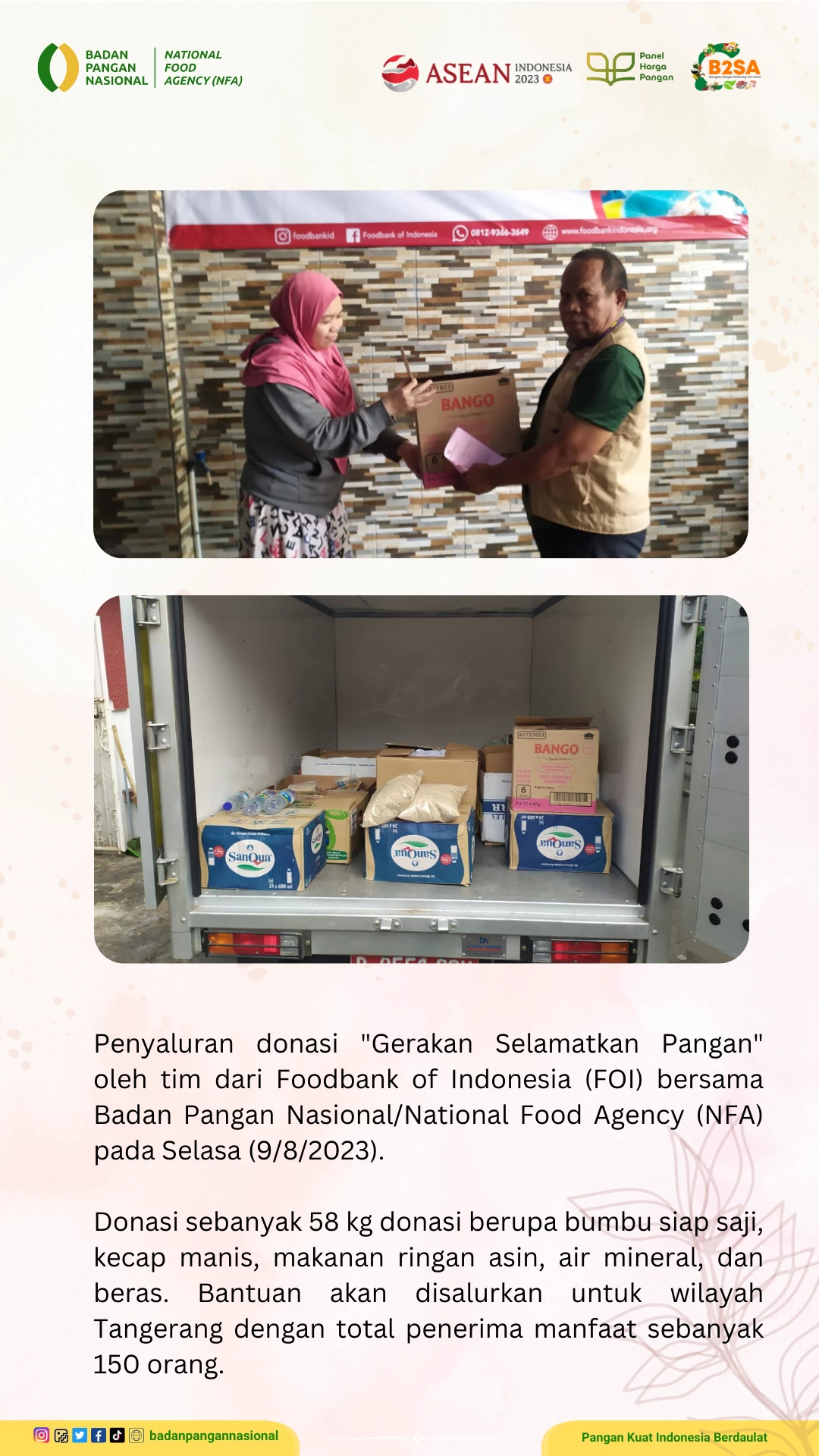 Penjemputan/Penyaluran Donasi Sisa Pangan 9 Agustus 2023