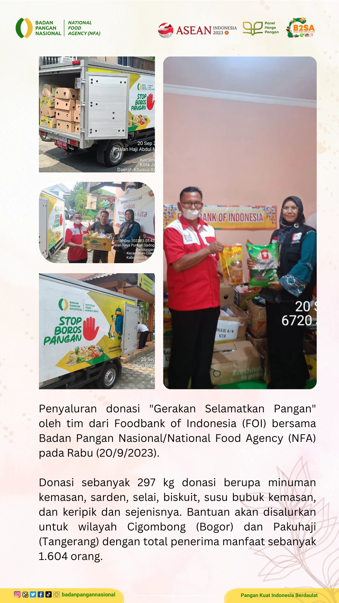 Penjemputan/Penyaluran Donasi Sisa Pangan 20 September 2023