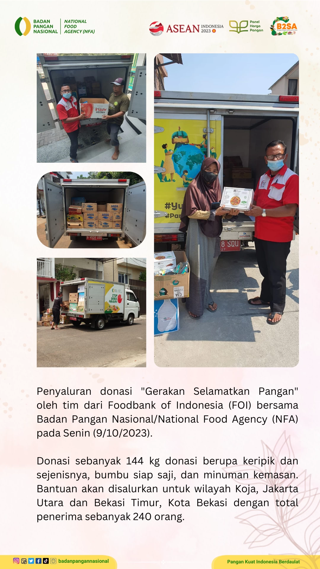 Penjemputan/Penyaluran Donasi Sisa Pangan 9 Oktober 2023