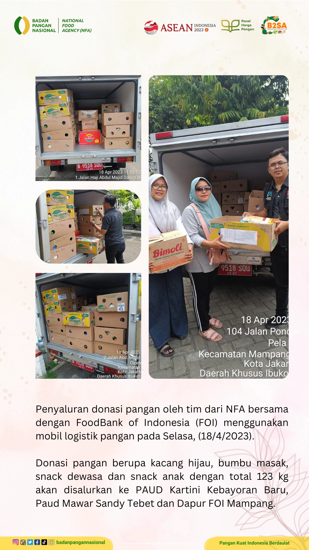 Penjemputan/Penyaluran Donasi Sisa Pangan 18 April 2023