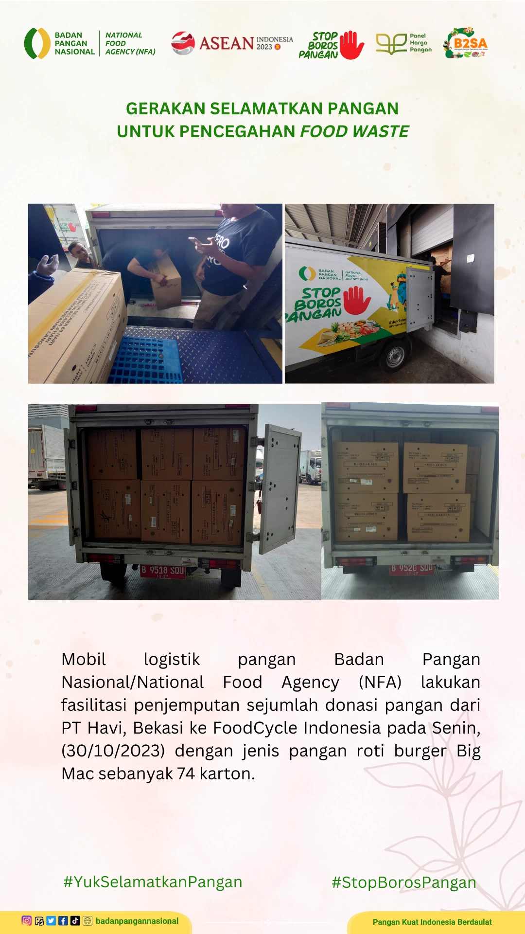 Penjemputan/Penyaluran Donasi Sisa Pangan 30 Oktober 2023