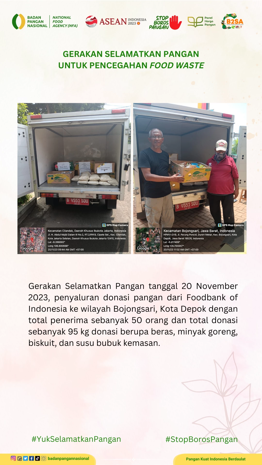 Penjemputan/Penyaluran Donasi Sisa Pangan 20 November 2023