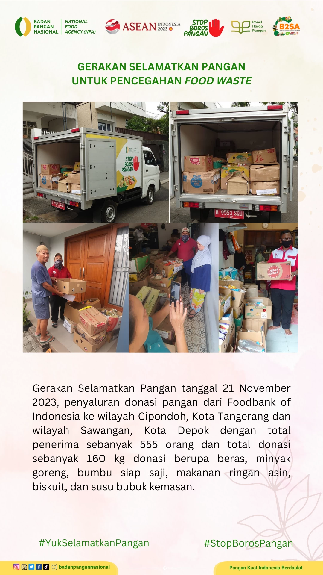 Penjemputan/Penyaluran Donasi Sisa Pangan 21 November 2023