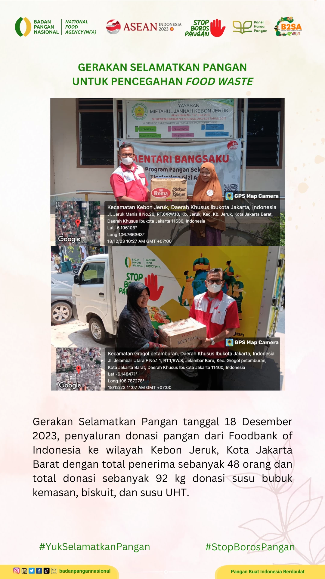 Penjemputan/Penyaluran Donasi Sisa Pangan 18 Desember 2023