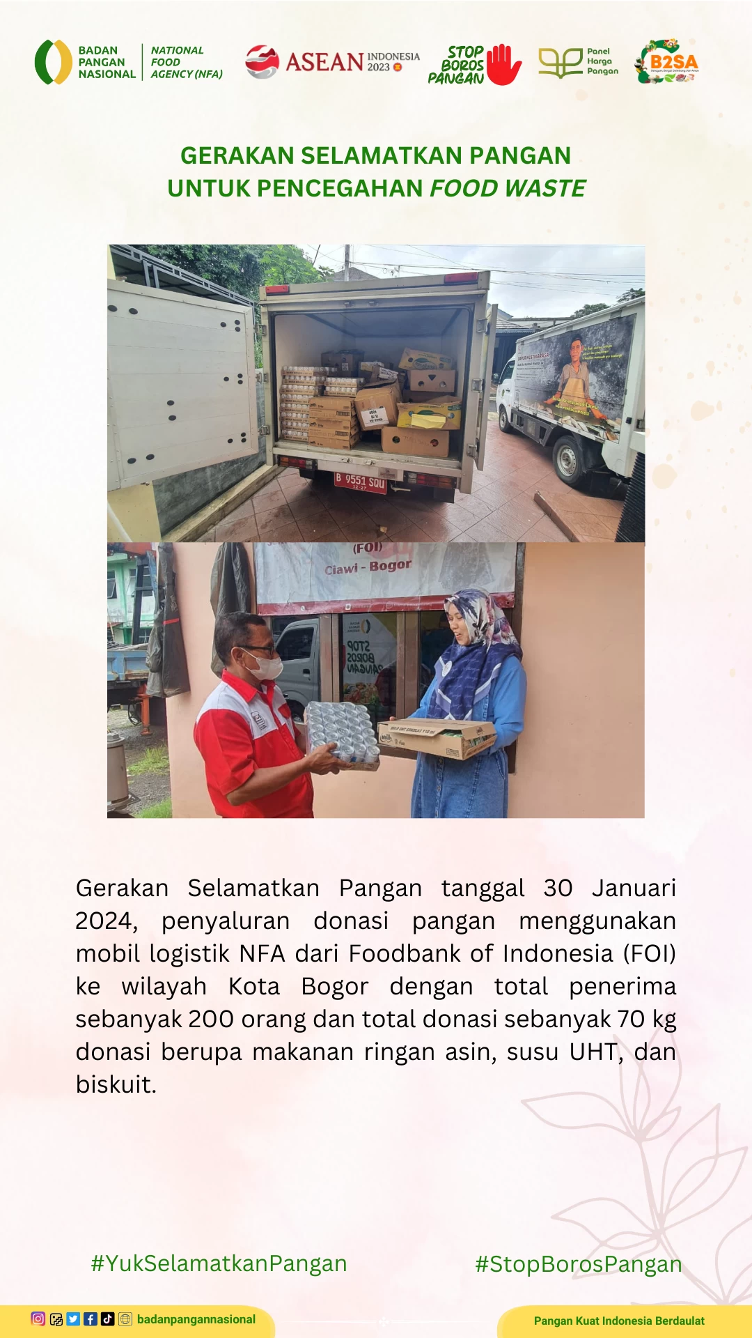 Penjemputan/Penyaluran Donasi Sisa Pangan 30 Januari 2024