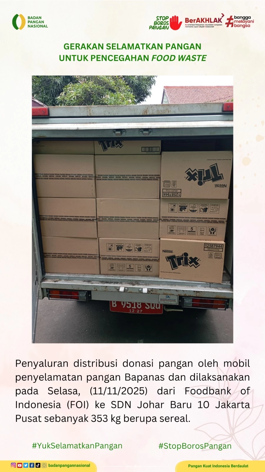 Penjemputan/Penyaluran Donasi Sisa Pangan 11 November 2025