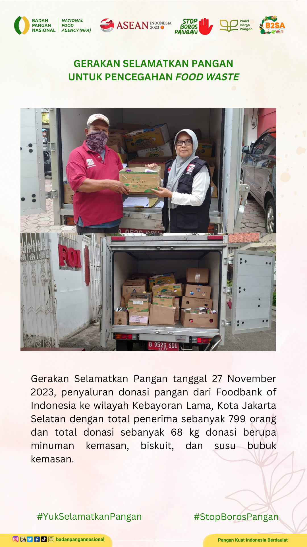 Penjemputan/Penyaluran Donasi Sisa Pangan 27 November 2023