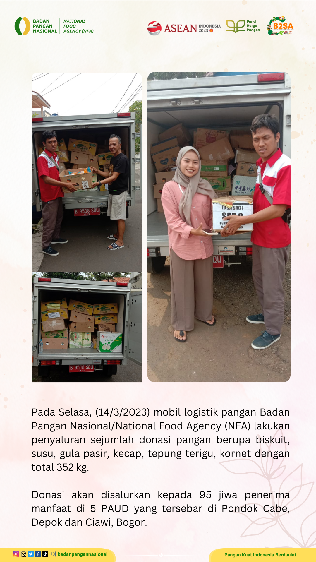 Penjemputan/Penyaluran Donasi Sisa Pangan 14 Maret 2023