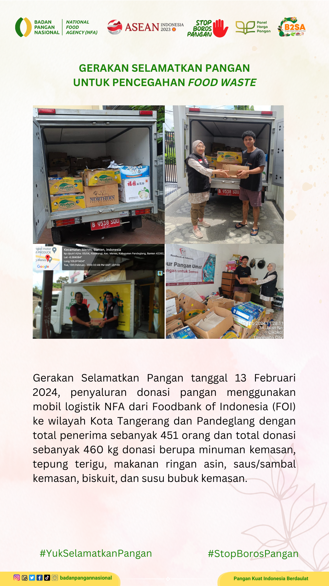 Penjemputan/Penyaluran Donasi Sisa Pangan 13 Februari 2024