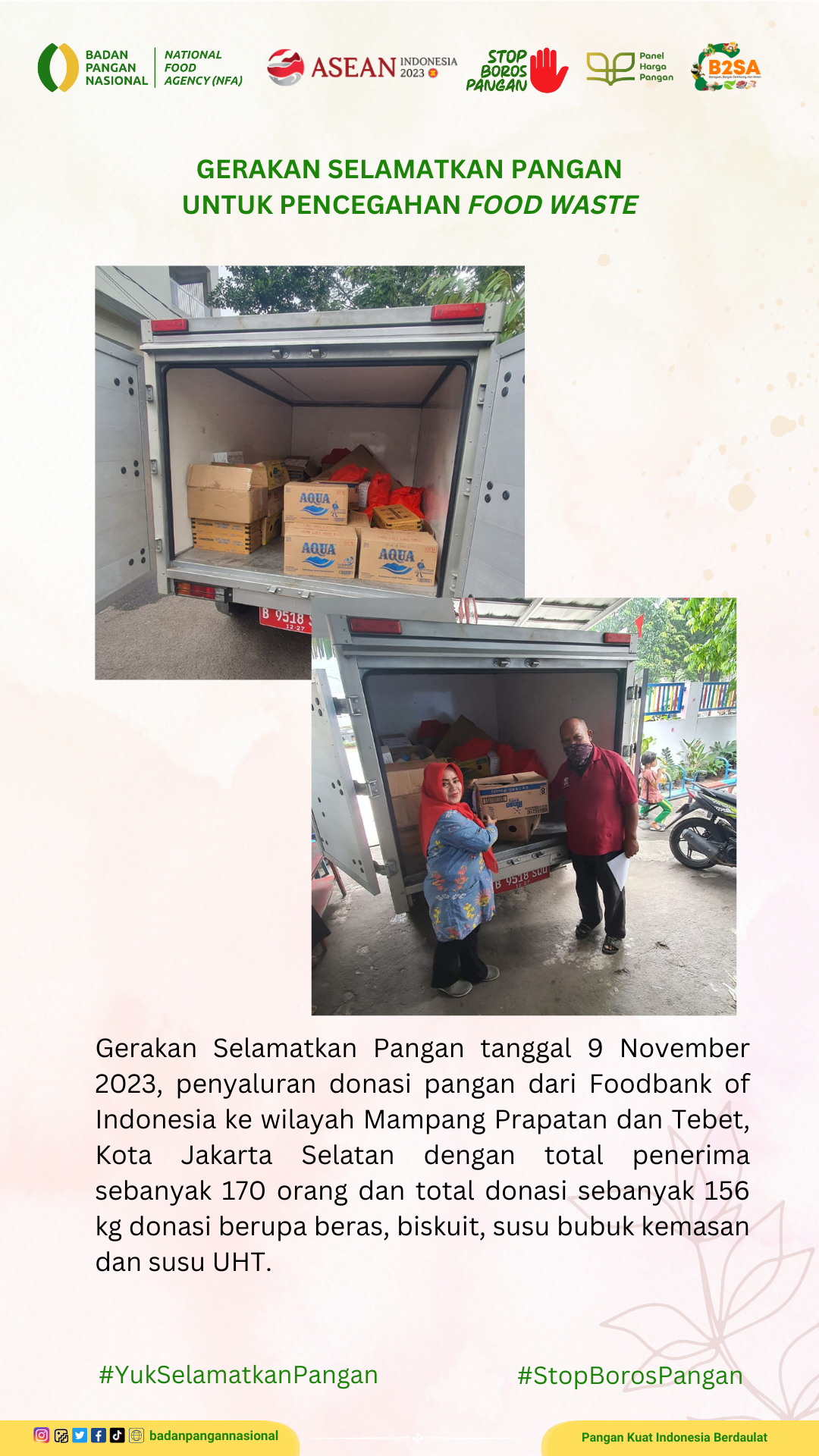 Penjemputan/Penyaluran Donasi Sisa Pangan 9 November 2023