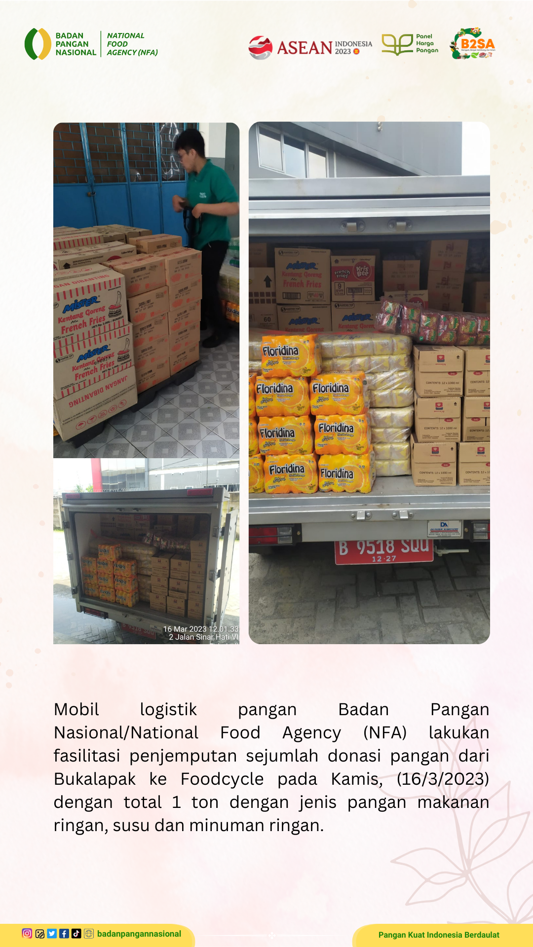 Penjemputan/Penyaluran Donasi Sisa Pangan 16 Maret 2023