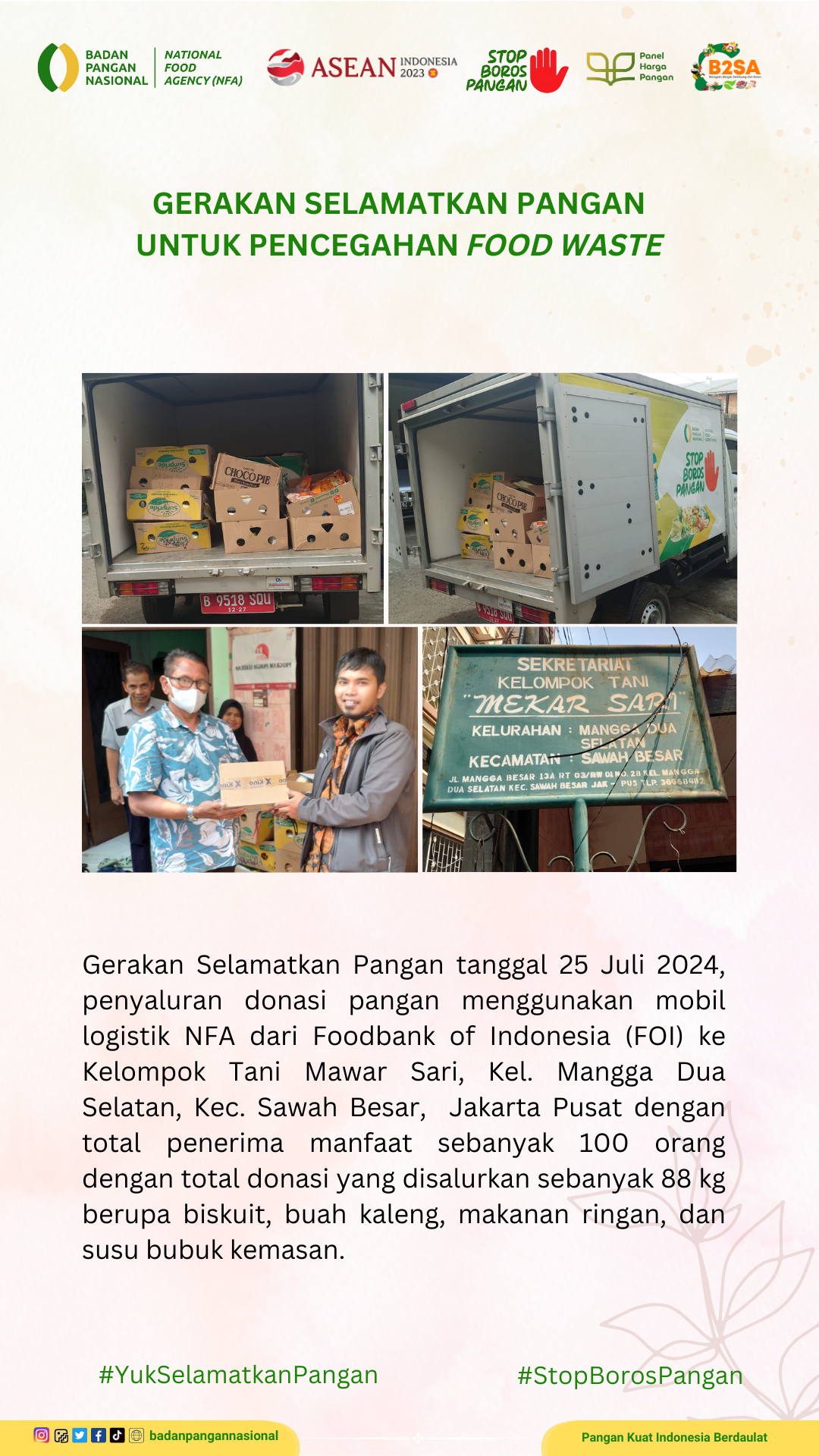 Penjemputan/Penyaluran Donasi Sisa Pangan 25 Juli 2024