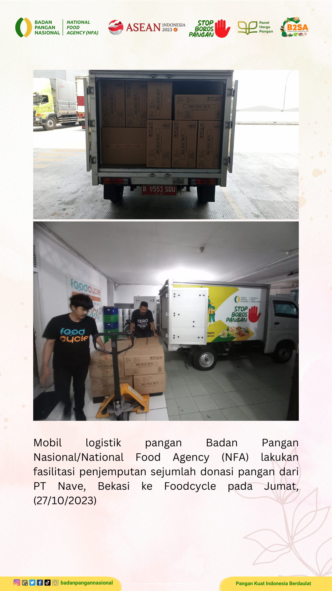 Penjemputan/Penyaluran Donasi Sisa Pangan 27 Oktober 2023