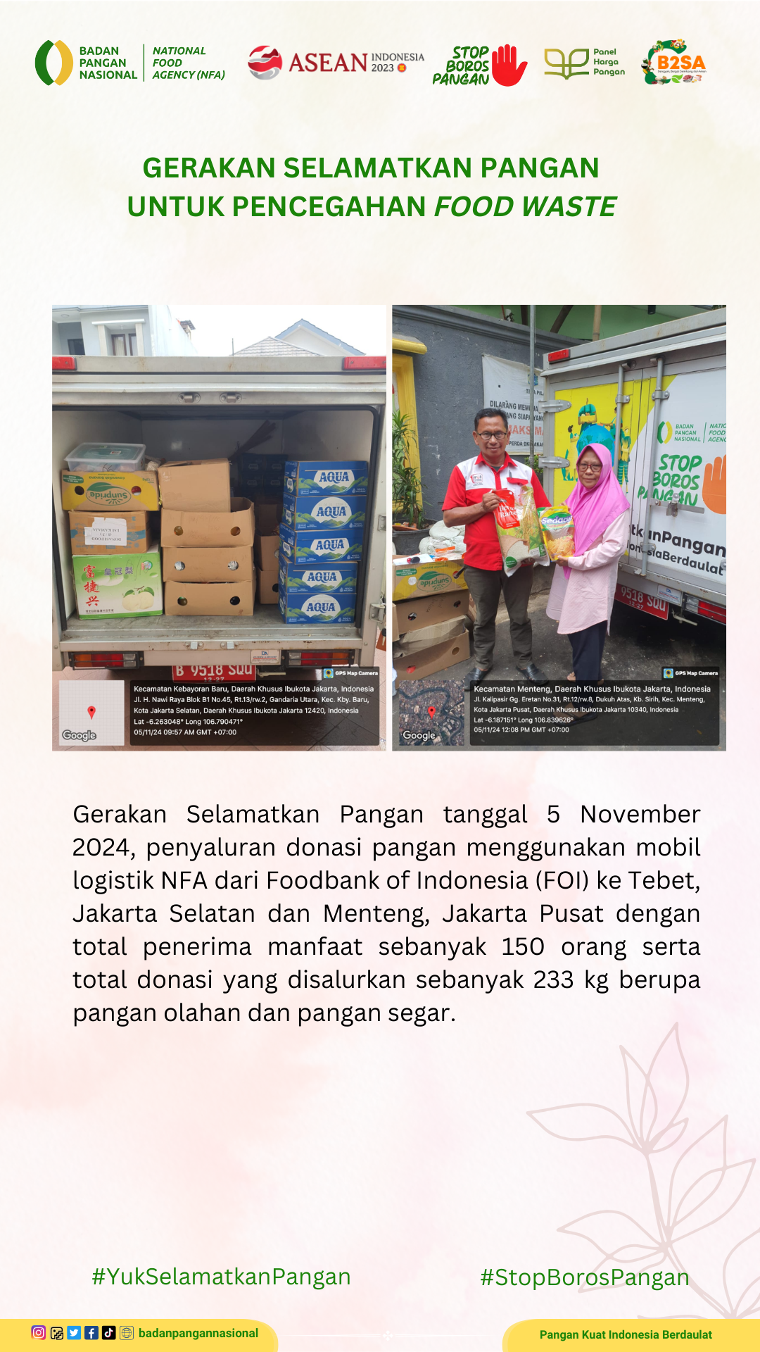 Penjemputan/Penyaluran Donasi Sisa Pangan 5 November 2024