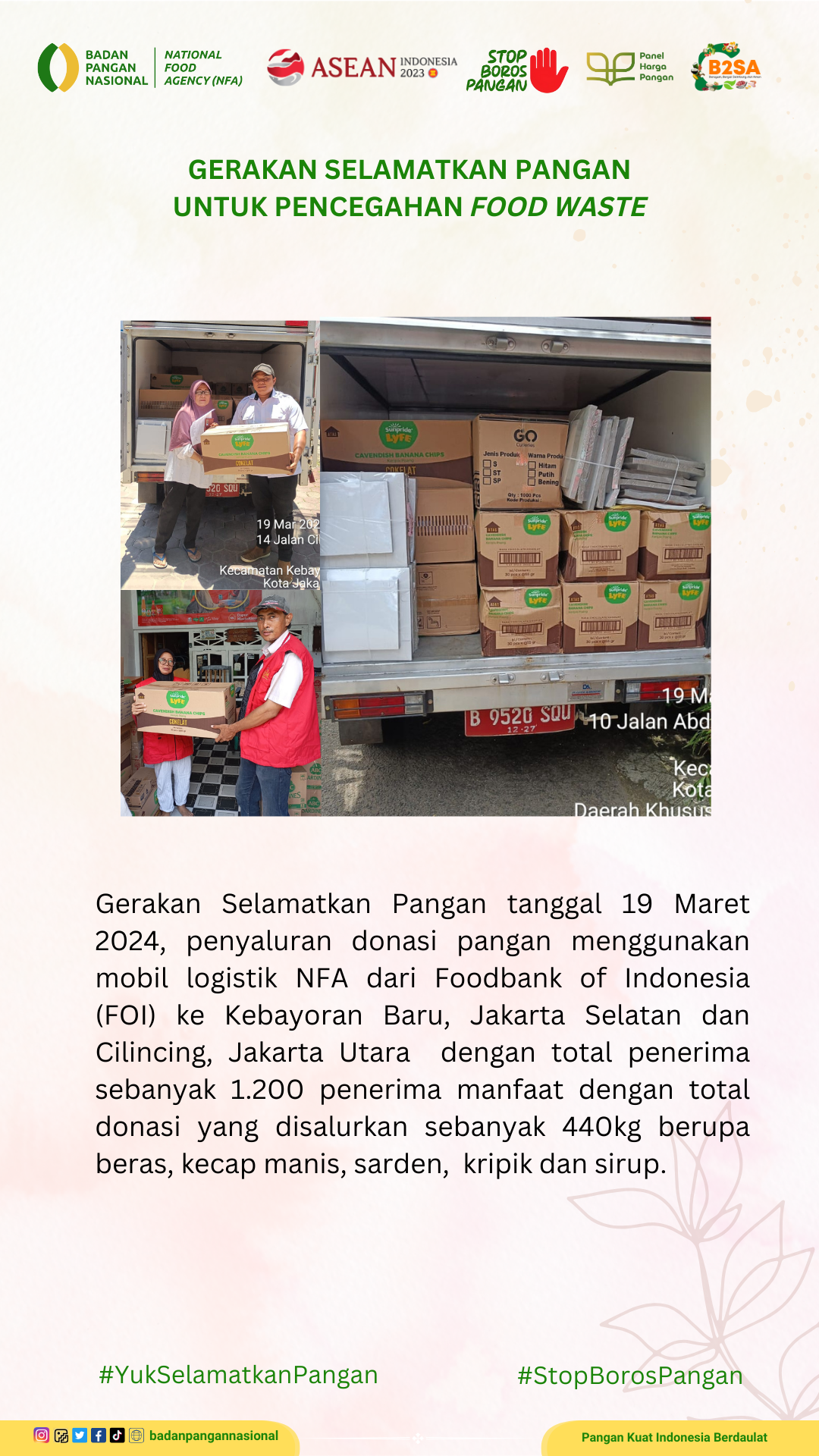 Penjemputan/Penyaluran Donasi Sisa Pangan 19 Maret 2024