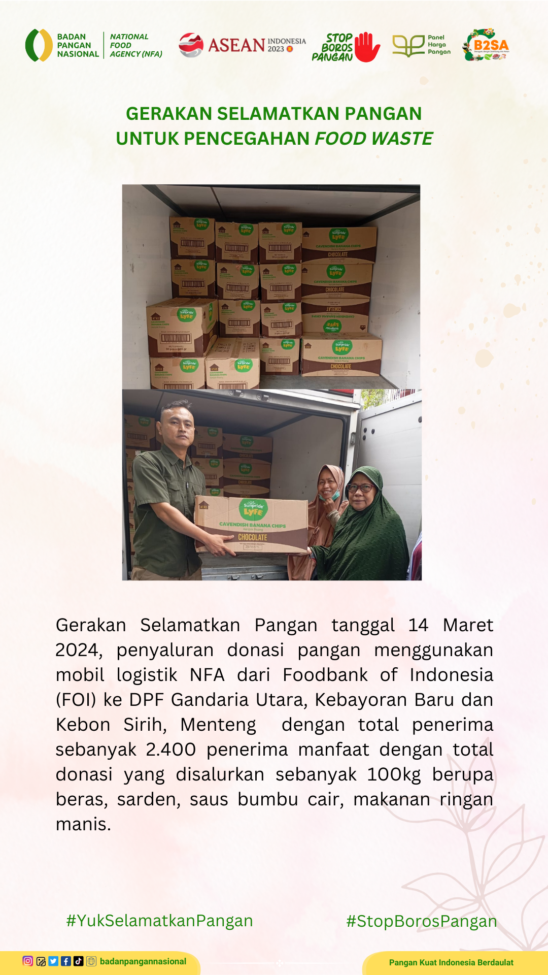 Penjemputan/Penyaluran Donasi Sisa Pangan 14 Maret 2024