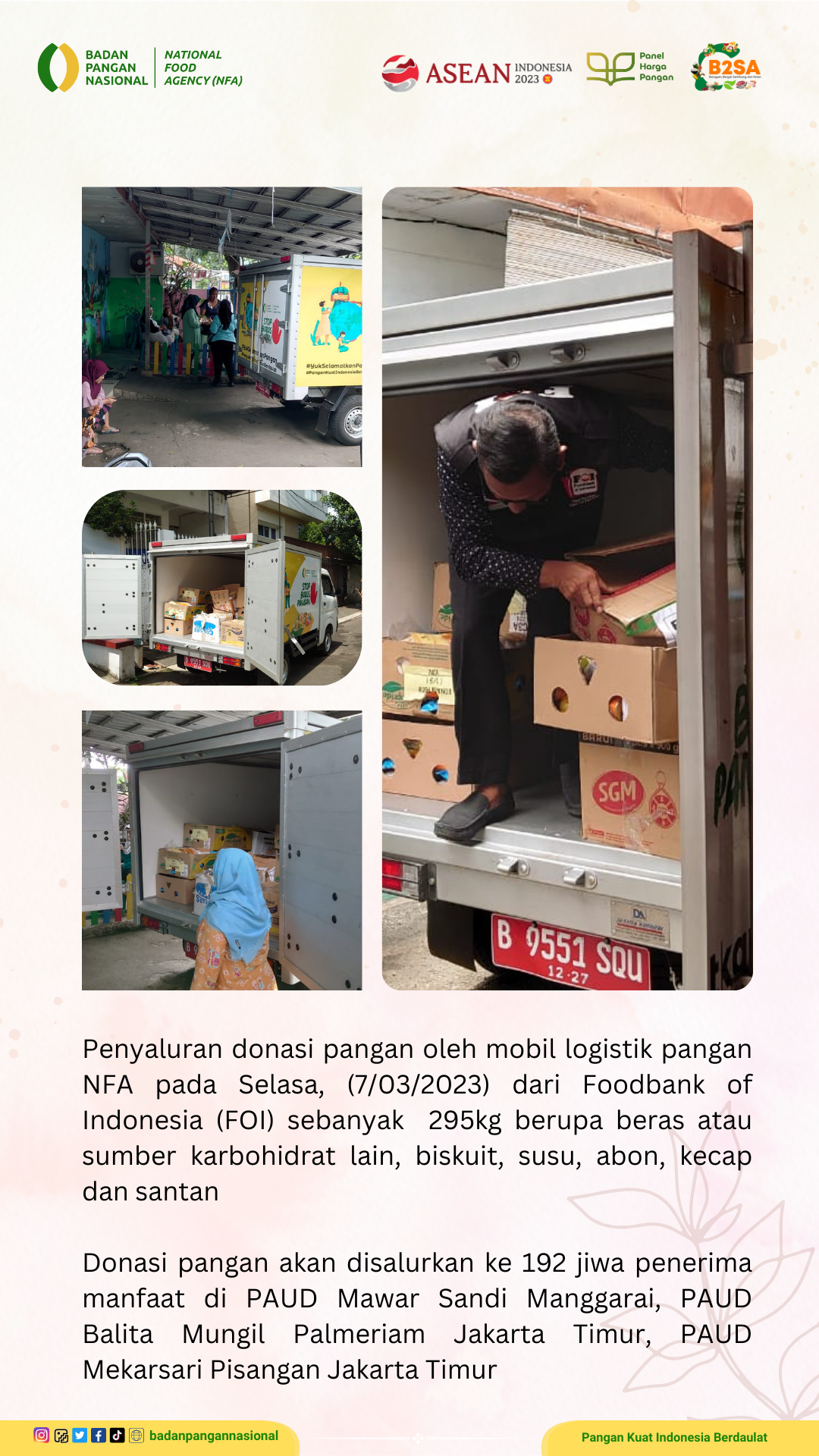 Penjemputan/Penyaluran Donasi Sisa Pangan 7 Maret 2023