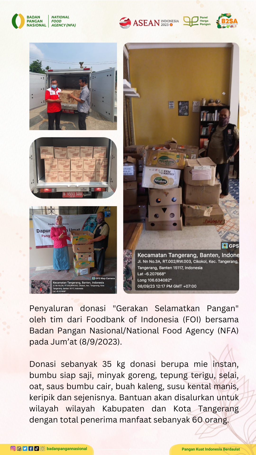 Penjemputan/Penyaluran Donasi Sisa Pangan 8 September 2023