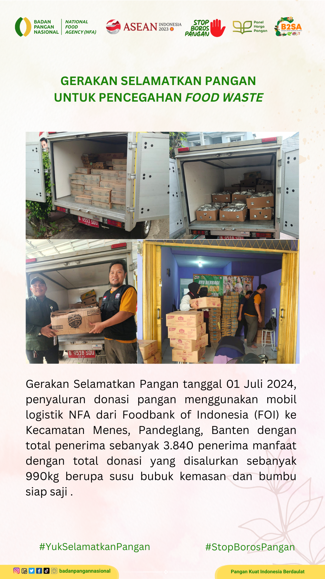 Penjemputan/Penyaluran Donasi Sisa Pangan 1 Juli 2024