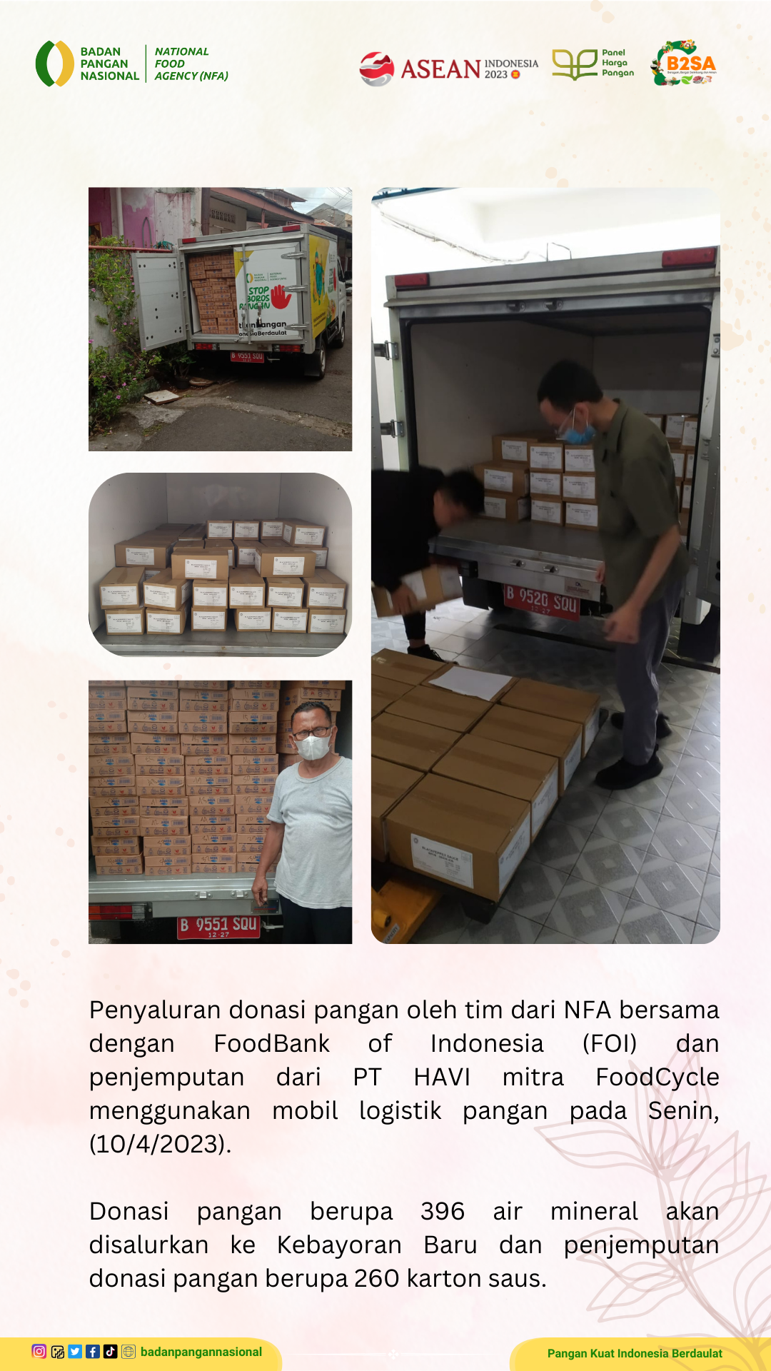 Penjemputan/Penyaluran Donasi Sisa Pangan 10 April 2023