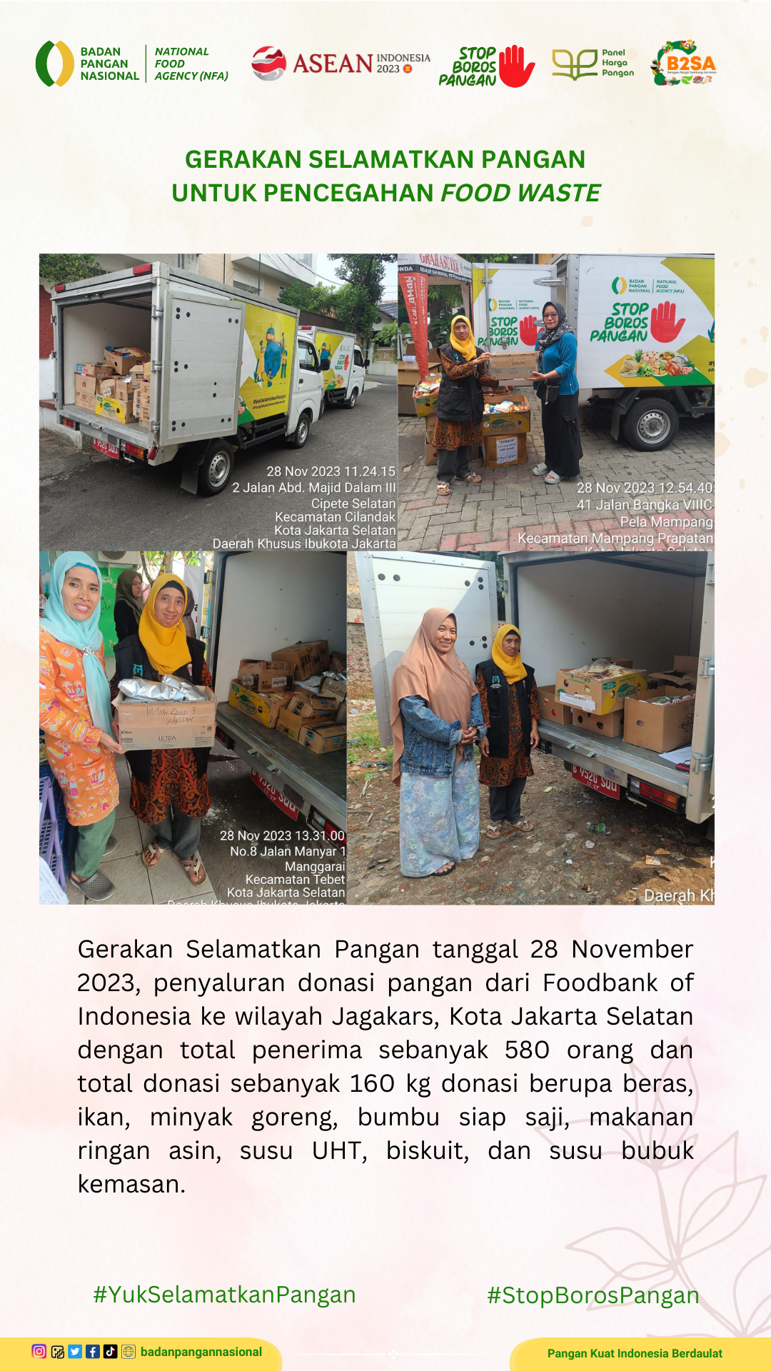 Penjemputan/Penyaluran Donasi Sisa Pangan 28 November 2023