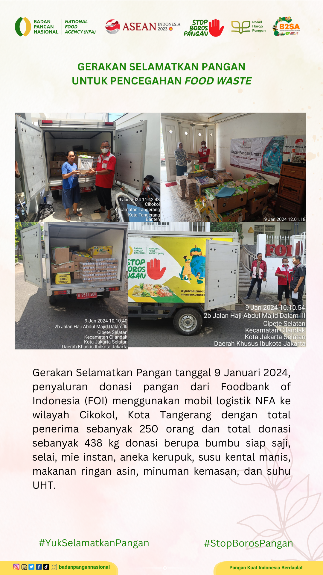 Penjemputan/Penyaluran Donasi Sisa Pangan 9 Januari 2024