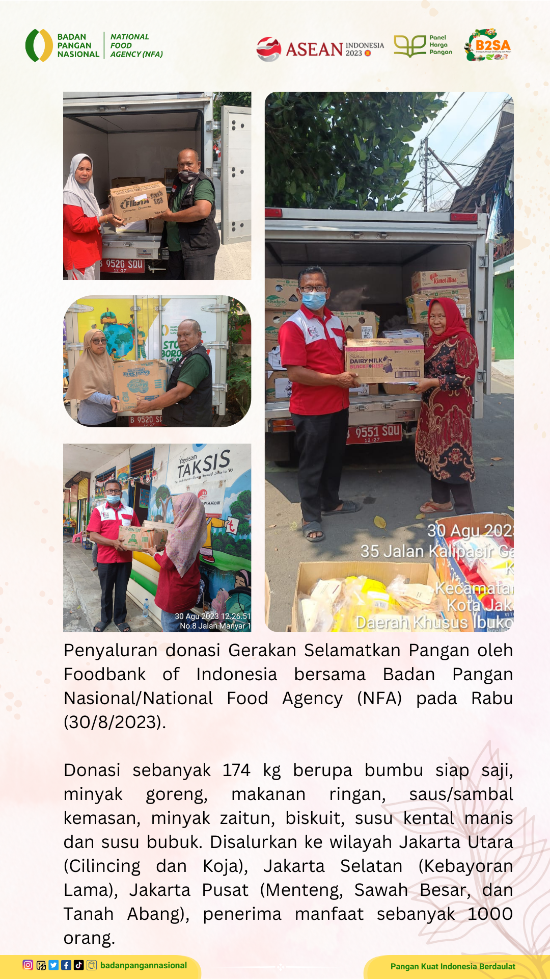 Penjemputan/Penyaluran Donasi Sisa Pangan 30 Agustus 2023