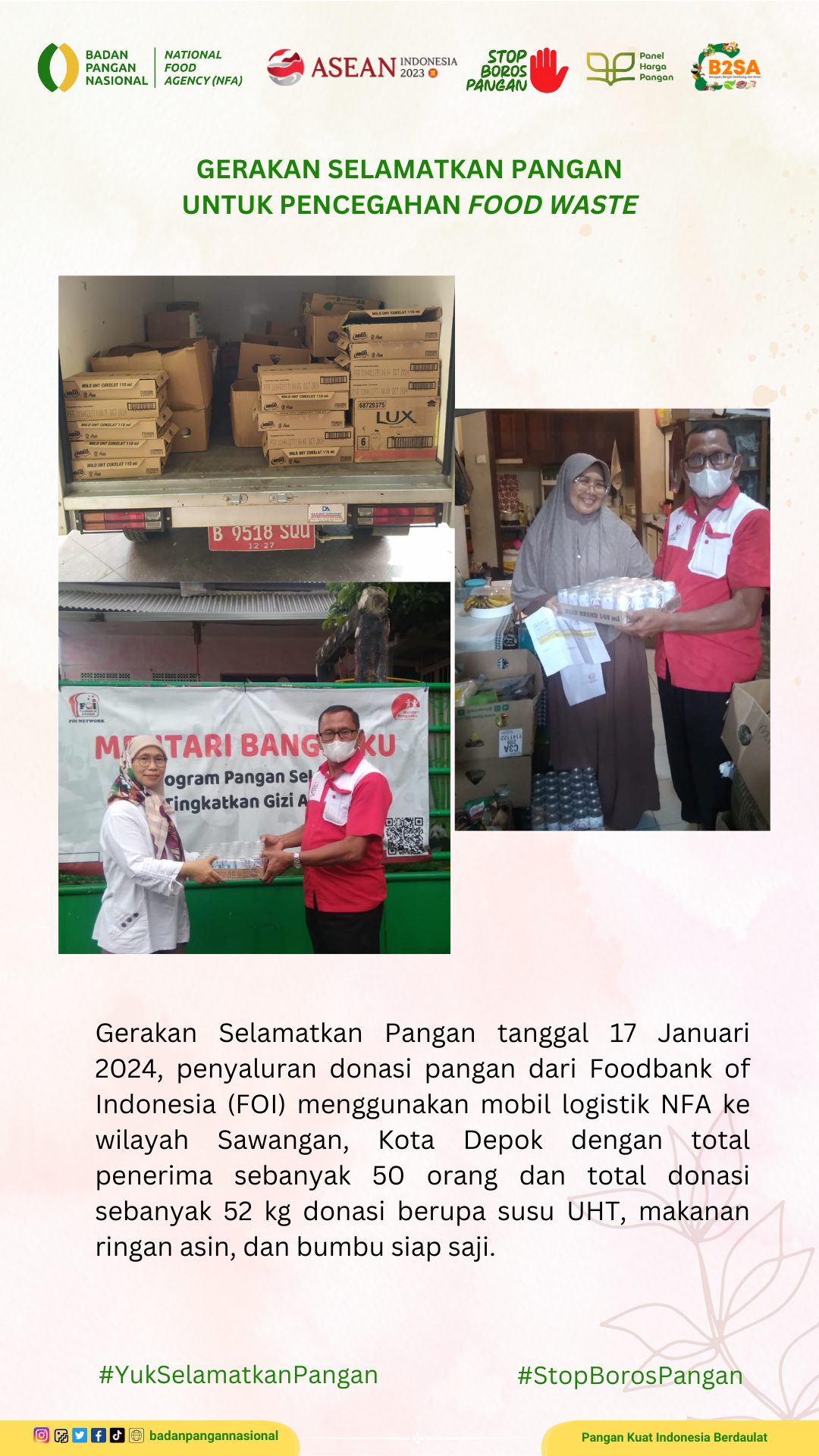 Penjemputan/Penyaluran Donasi Sisa Pangan 17 Januari 2024