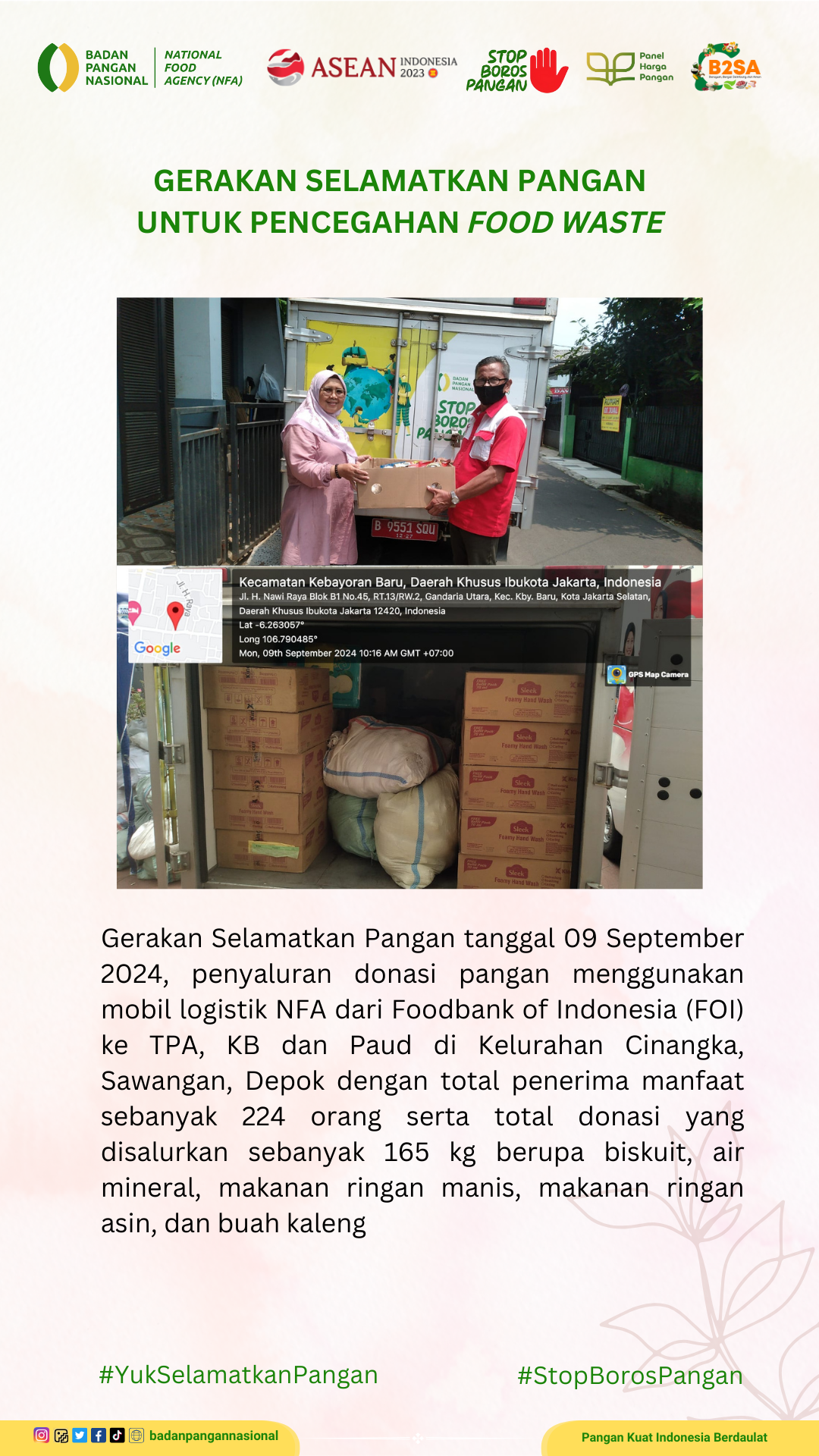 Penjemputan/Penyaluran Donasi Sisa Pangan 9 September 2024