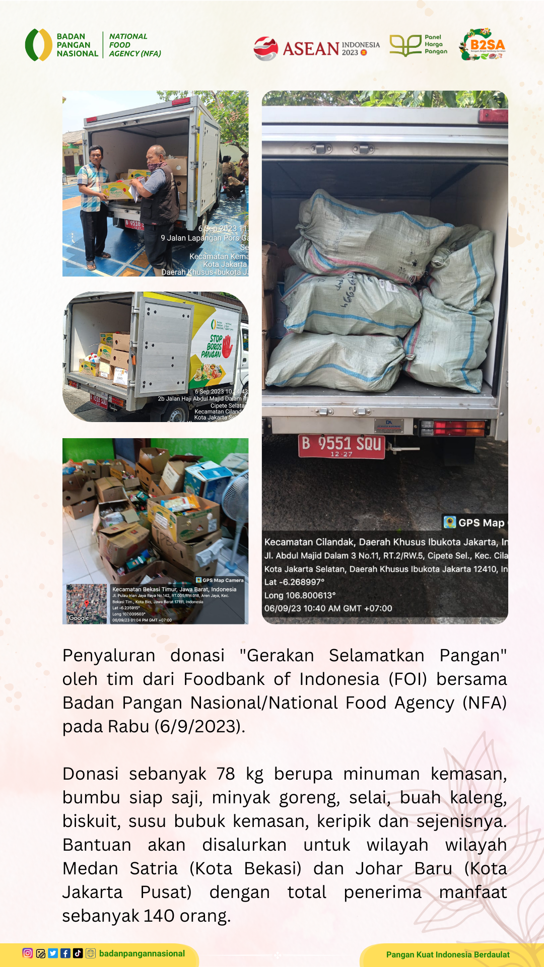 Penjemputan/Penyaluran Donasi Sisa Pangan 6 September 2023