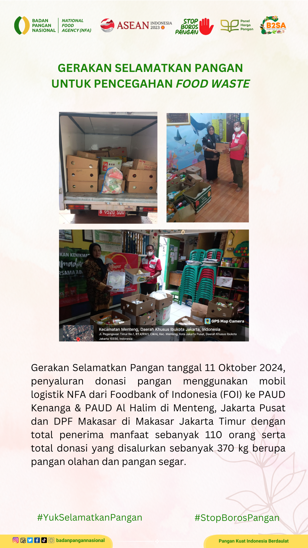 Penjemputan/Penyaluran Donasi Sisa Pangan 11 Oktober 2024