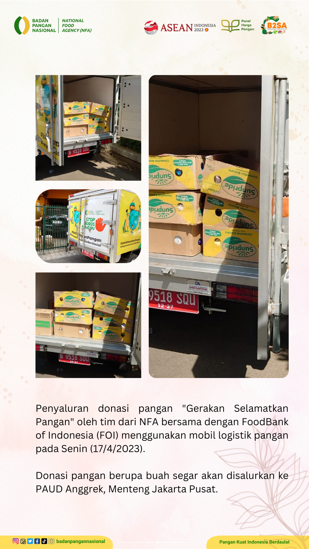 Penjemputan/Penyaluran Donasi Sisa Pangan 17 April 2023