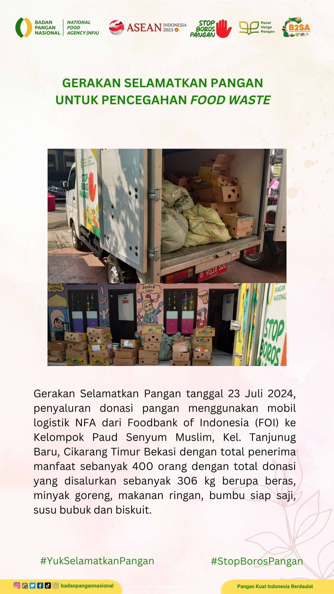 Penjemputan/Penyaluran Donasi Sisa Pangan 23 Juli 2024