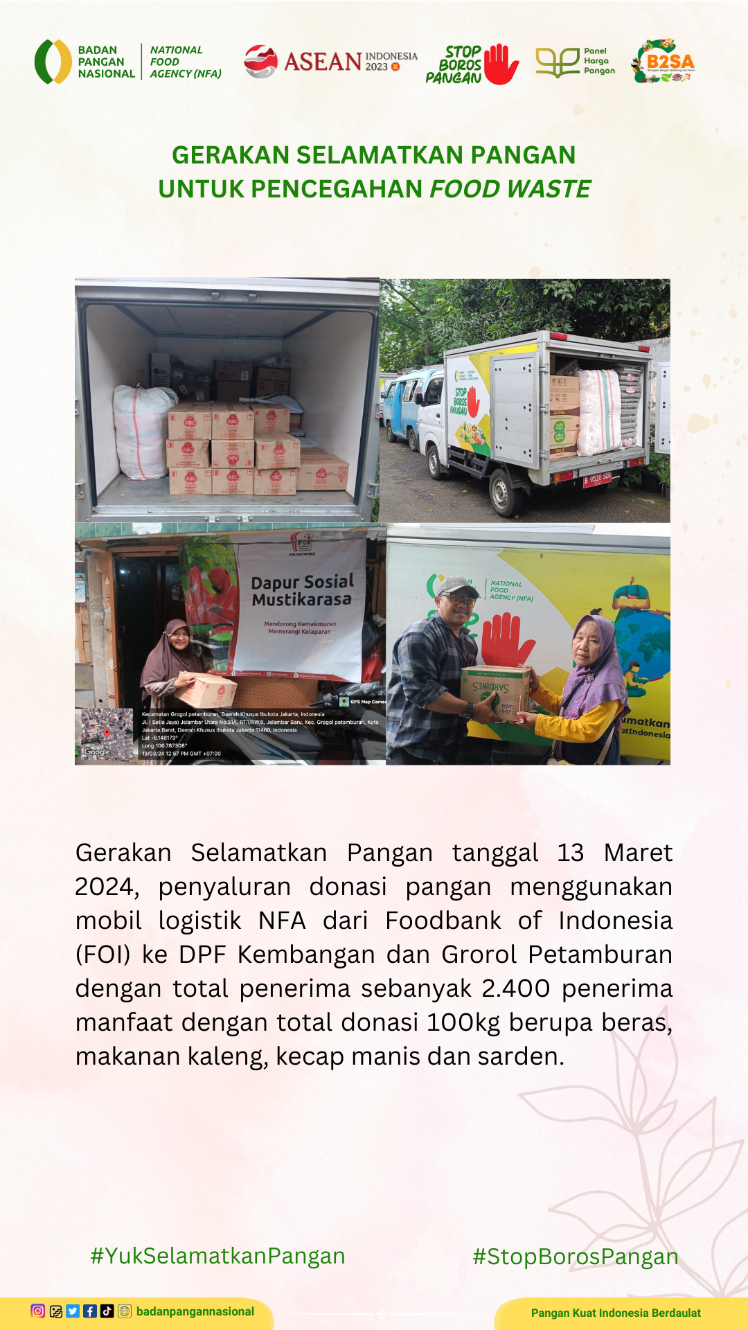 Penjemputan/Penyaluran Donasi Sisa Pangan 13 Maret 2024