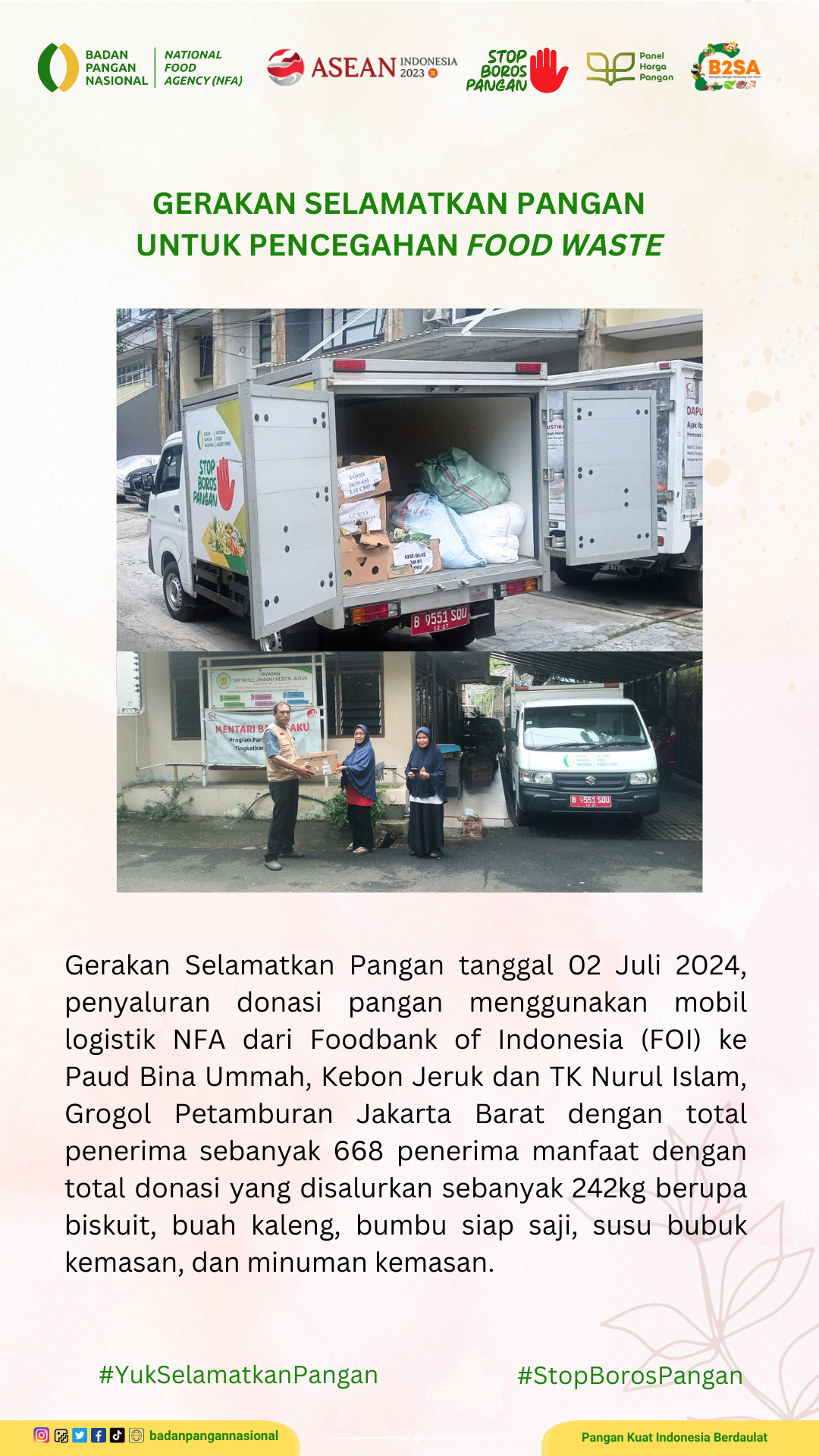 Penjemputan/Penyaluran Donasi Sisa Pangan 2 Juli 2024