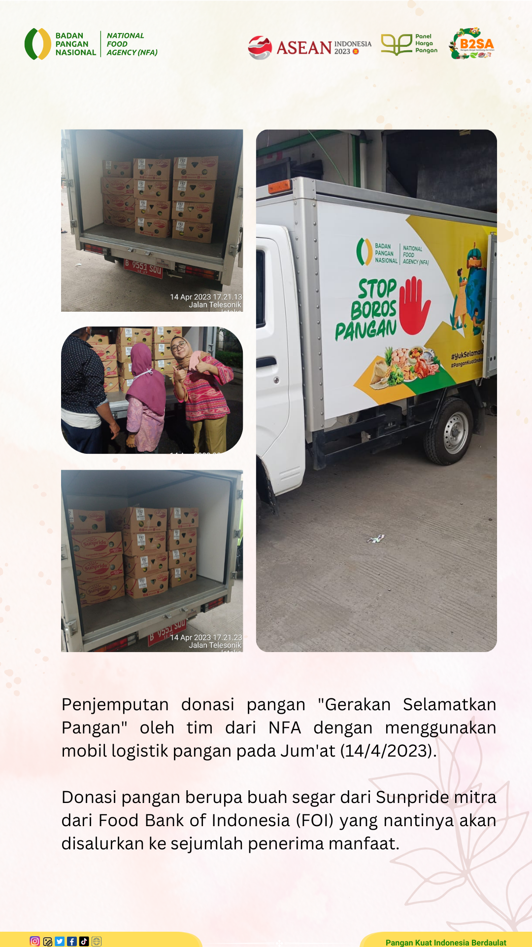 Penjemputan/Penyaluran Donasi Sisa Pangan 14 April 2023