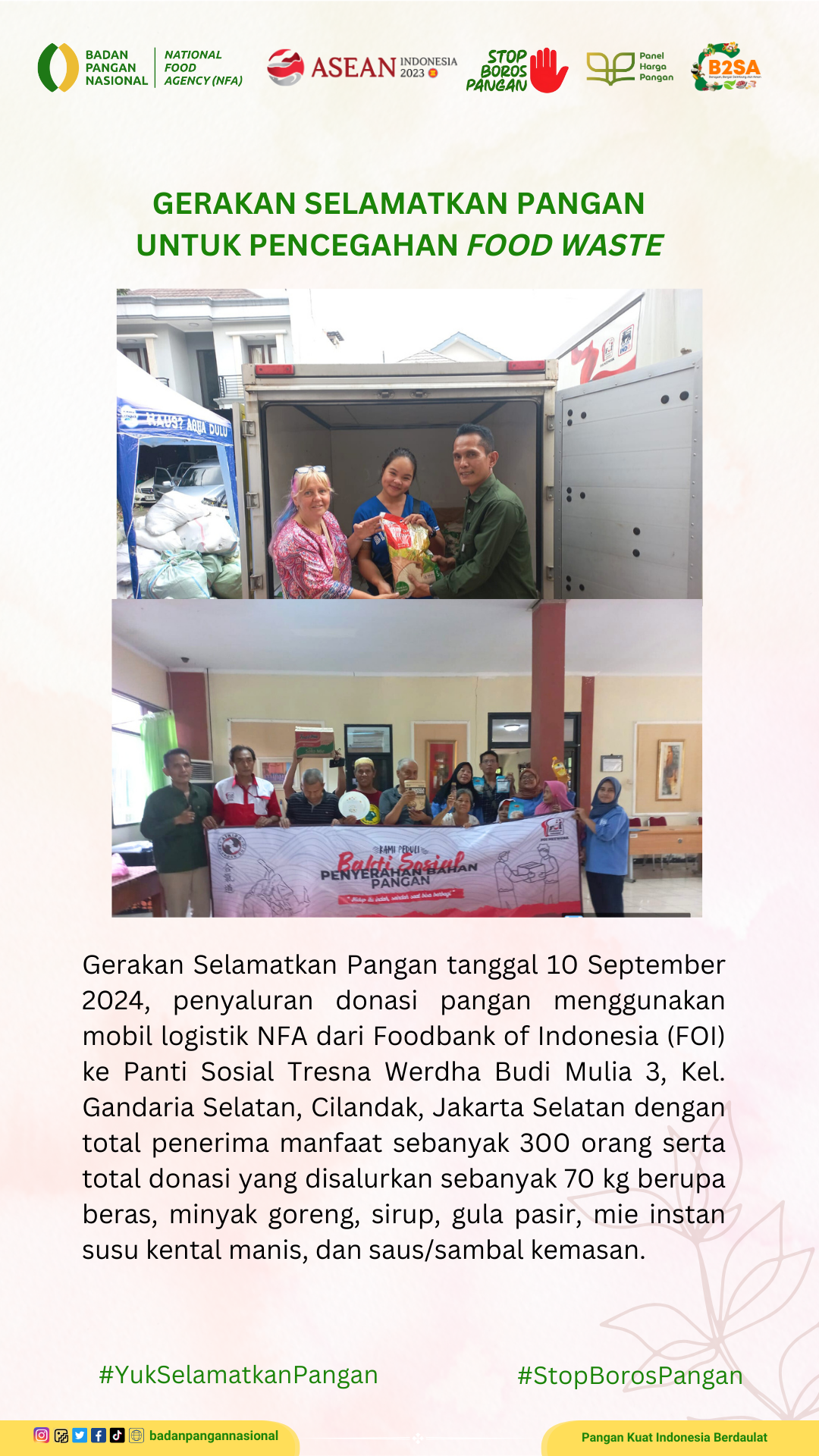 Penjemputan/Penyaluran Donasi Sisa Pangan 10 September 2024