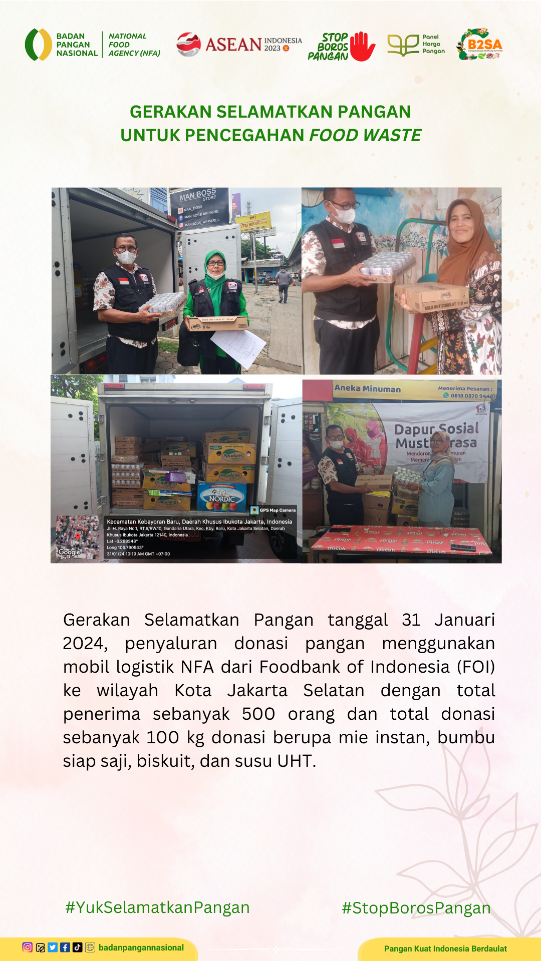 Penjemputan/Penyaluran Donasi Sisa Pangan 31 Januari 2024