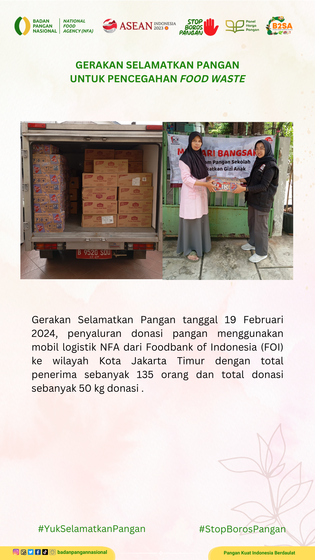 Penjemputan/Penyaluran Donasi Sisa Pangan 19 Februari 2024