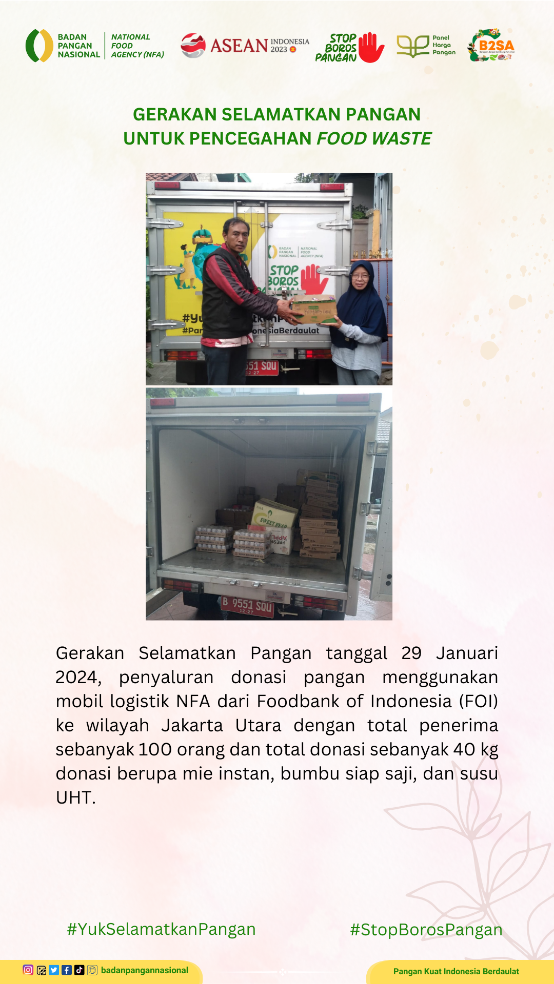 Penjemputan/Penyaluran Donasi Sisa Pangan 29 Januari 2024