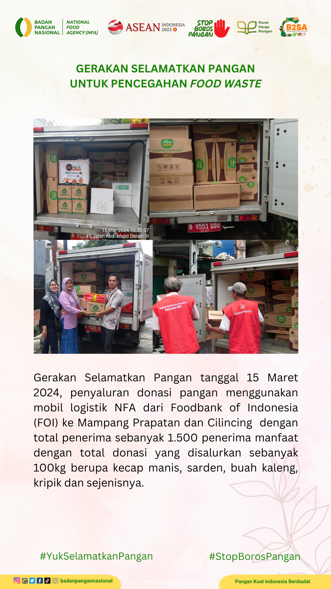 Penjemputan/Penyaluran Donasi Sisa Pangan 15 Maret 2024