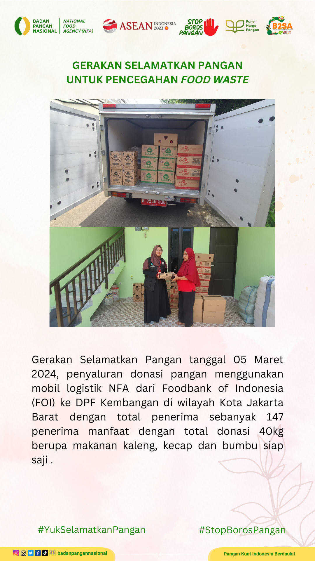 Penjemputan/Penyaluran Donasi Sisa Pangan 5 Maret 2024