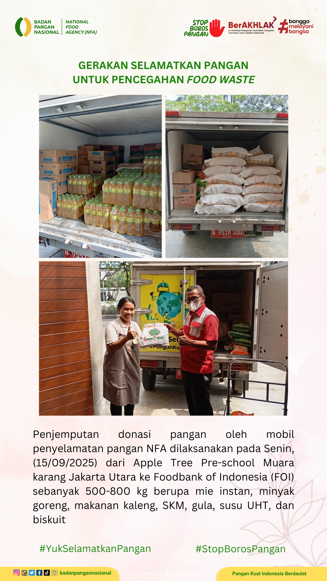 Penjemputan/Penyaluran Donasi Sisa Pangan 15 September 2025